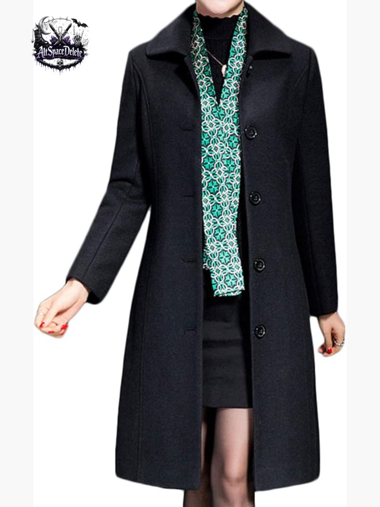 Wool Trench Coat Winter Long Thick Overcoat Fitted Long Sleeve